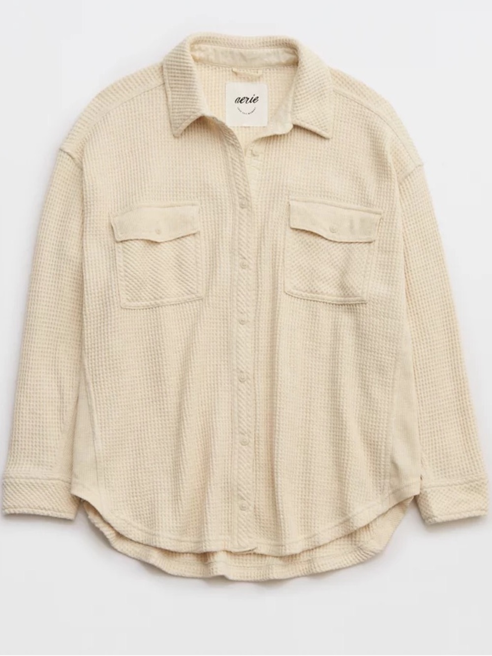 Aerie LumberJane Waffle Shirt Womens Size Small Oversized Button Up
